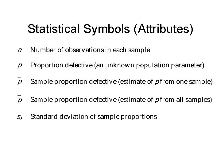 Statistical Symbols (Attributes) 