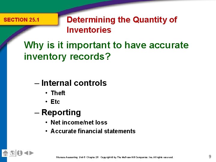 Determining the Quantity of Inventories SECTION 25. 1 Why is it important to have