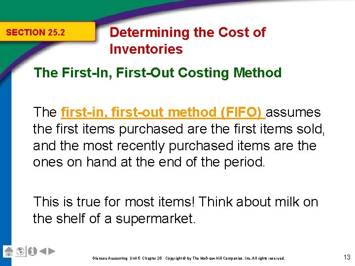 SECTION 25. 2 Determining the Cost of Inventories The First-In, First-Out Costing Method The