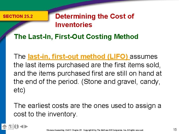 SECTION 25. 2 Determining the Cost of Inventories The Last-In, First-Out Costing Method The