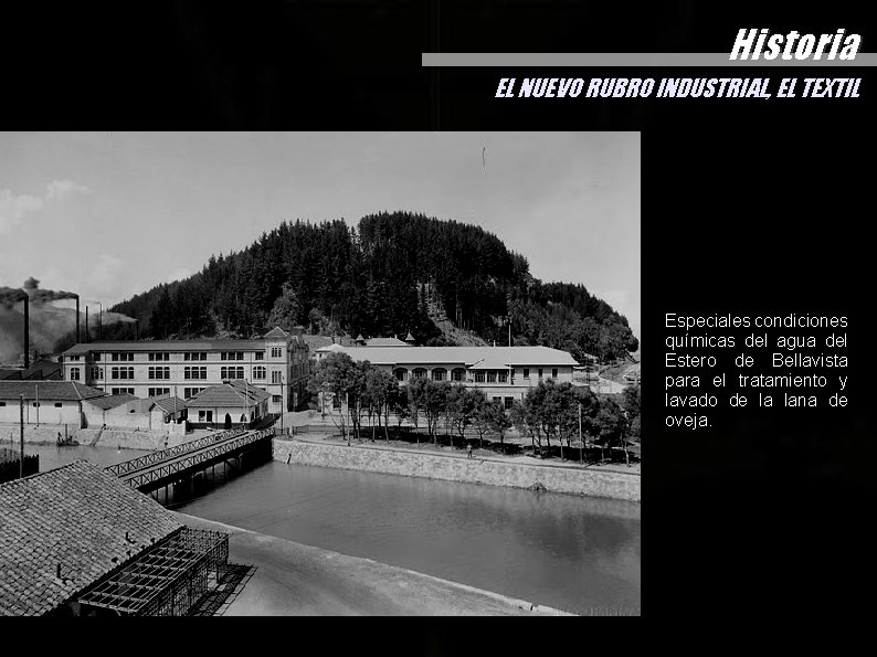 Historia EL NUEVO RUBRO INDUSTRIAL, EL TEXTIL Especiales condiciones químicas del agua del Estero Historia EL NUEVO RUBRO INDUSTRIAL, EL TEXTIL Especiales condiciones químicas del agua del Estero