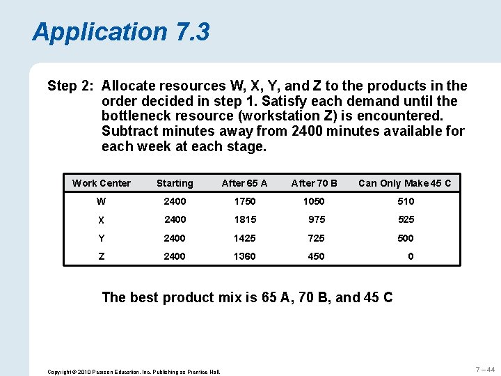 Application 7. 3 Step 2: Allocate resources W, X, Y, and Z to the