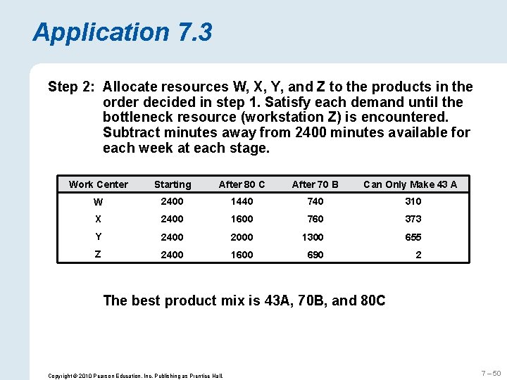 Application 7. 3 Step 2: Allocate resources W, X, Y, and Z to the