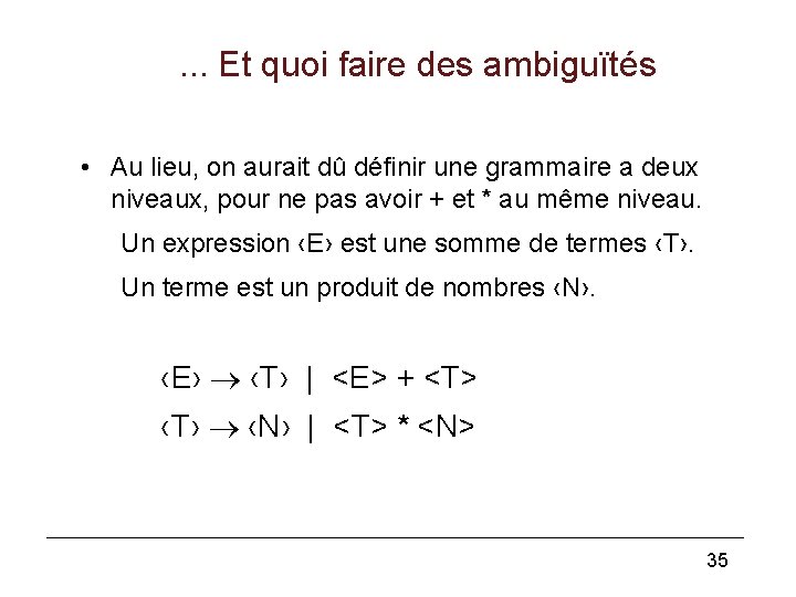 . . . Et quoi faire des ambiguïtés • Au lieu, on aurait dû