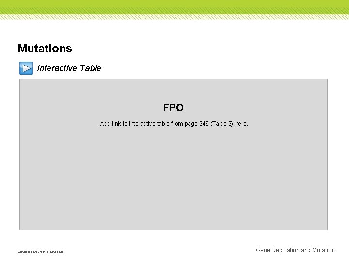 Mutations Interactive Table FPO Add link to interactive table from page 346 (Table 3)