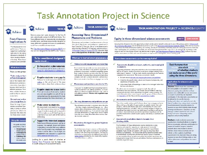 Task Annotation Project in Science 