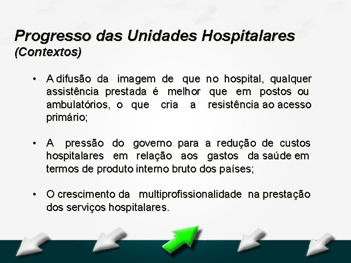 Hospital Geral Dr. Waldemar Alcântara Progresso das Unidades Hospitalares (Contextos) • A difusão da