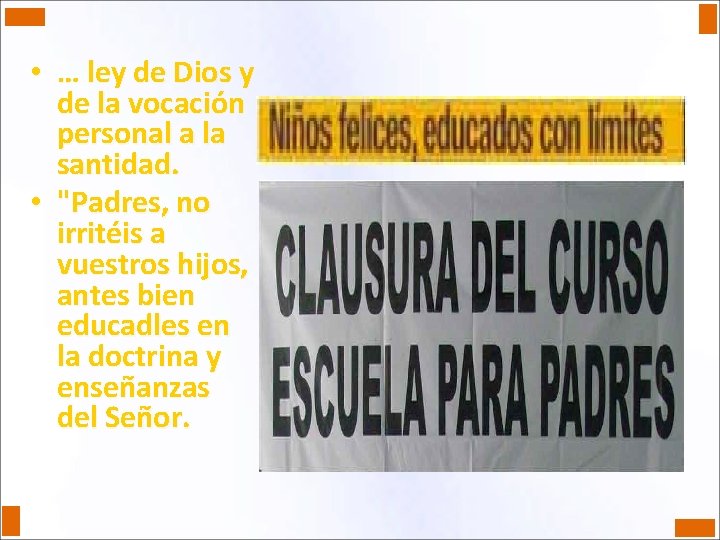  • … ley de Dios y de la vocación personal a la santidad.