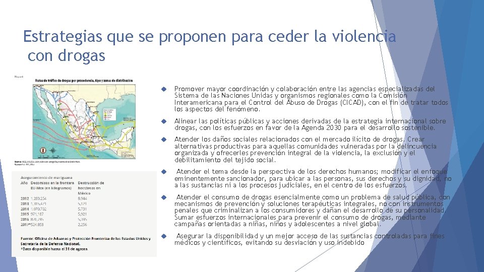 Estrategias que se proponen para ceder la violencia con drogas Promover mayor coordinación y