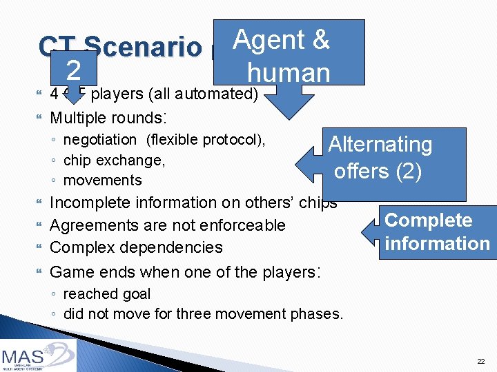 Agent & CT Scenario [TA 05] 2 human 4 CT players (all automated) Multiple