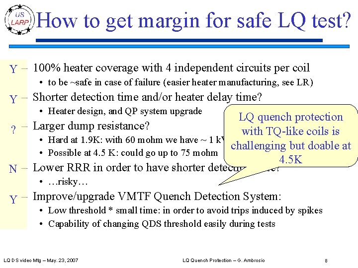 How to get margin for safe LQ test? Y – 100% heater coverage with