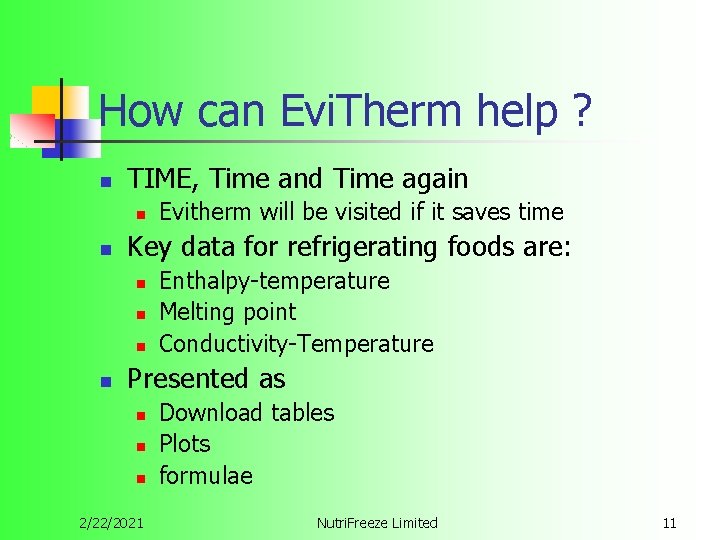 How can Evi. Therm help ? n TIME, Time and Time again n n