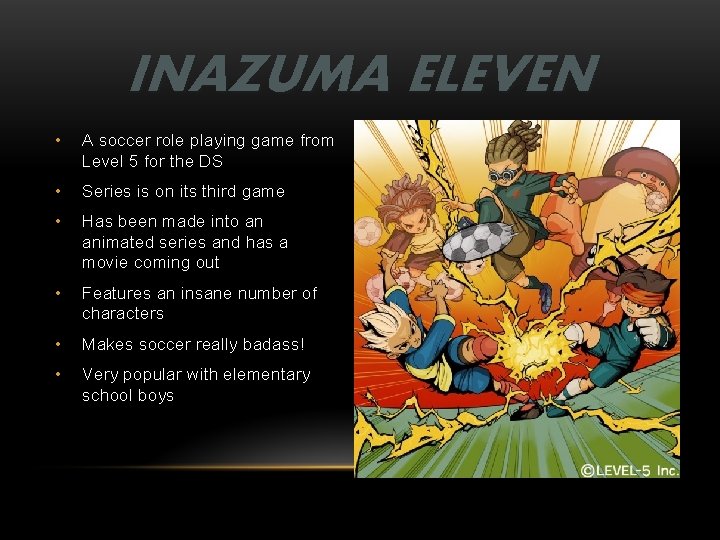 INAZUMA ELEVEN • A soccer role playing game from Level 5 for the DS