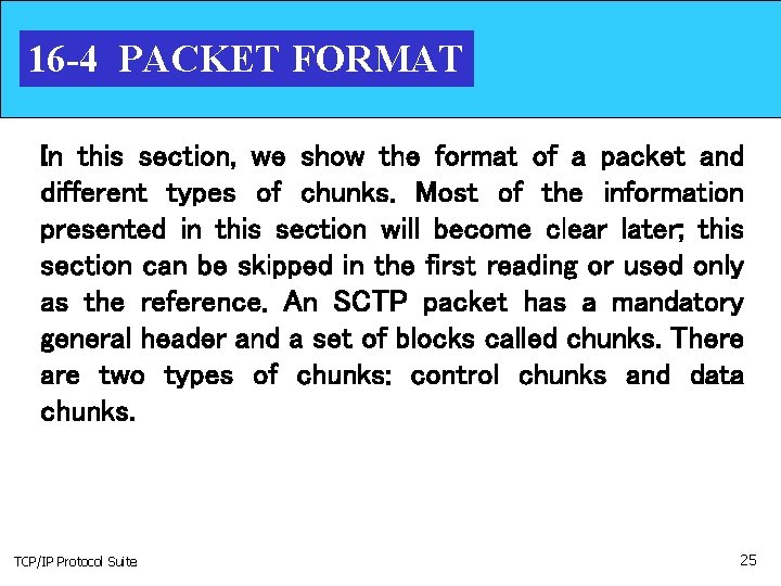 16 -4 PACKET FORMAT In this section, we show the format of a packet