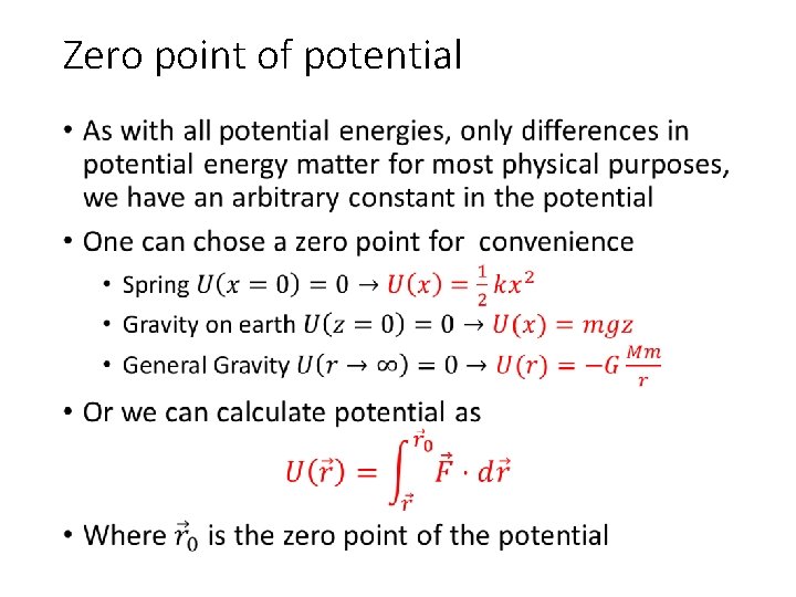 Zero point of potential • 