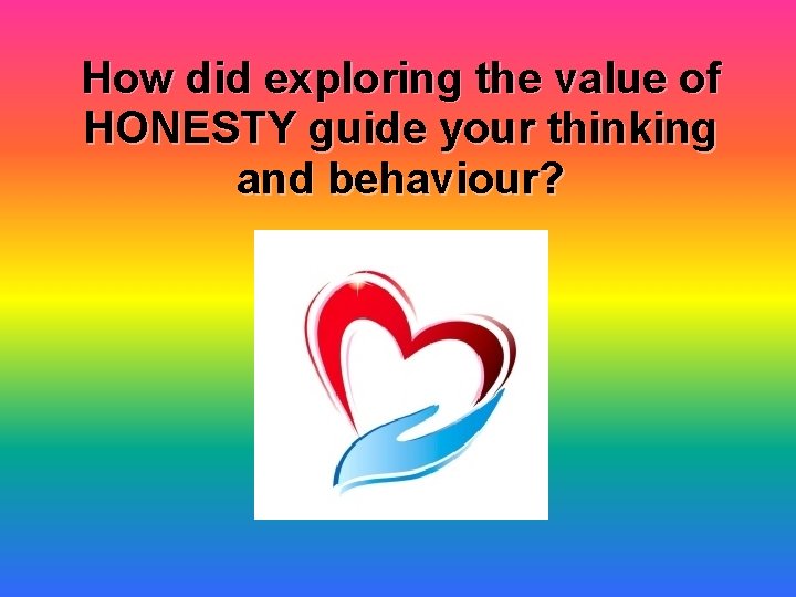 How did exploring the value of HONESTY guide your thinking and behaviour? 