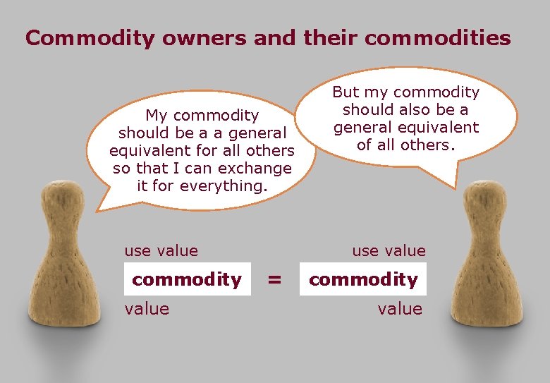Commodity owners and their commodities My commodity should be a a general equivalent for