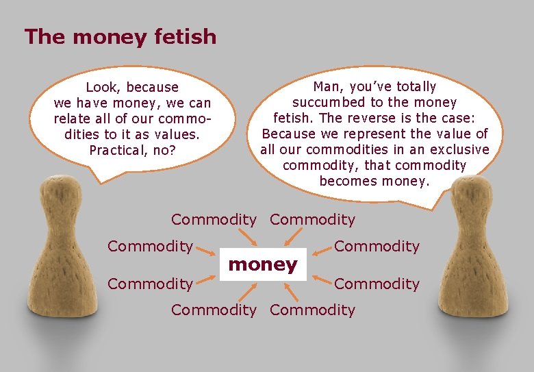 The money fetish Look, because we have money, we can relate all of our