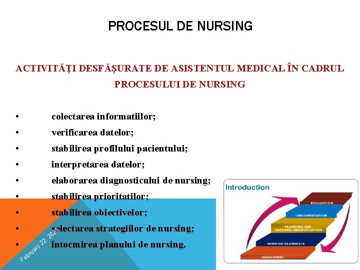 PROCESUL DE NURSING ACTIVITĂŢI DESFĂŞURATE DE ASISTENTUL MEDICAL ÎN CADRUL PROCESULUI DE NURSING • PROCESUL DE NURSING ACTIVITĂŢI DESFĂŞURATE DE ASISTENTUL MEDICAL ÎN CADRUL PROCESULUI DE NURSING •