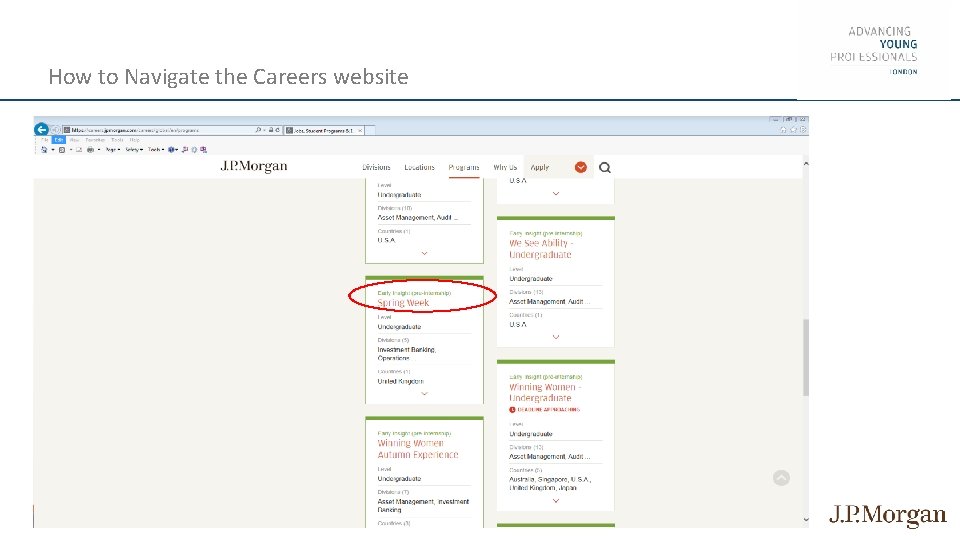 How to Navigate the Careers website 