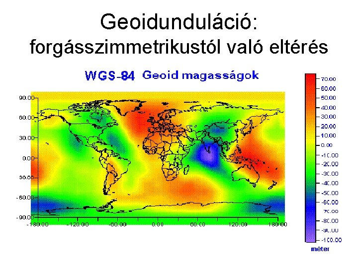 Geoidunduláció: forgásszimmetrikustól való eltérés 