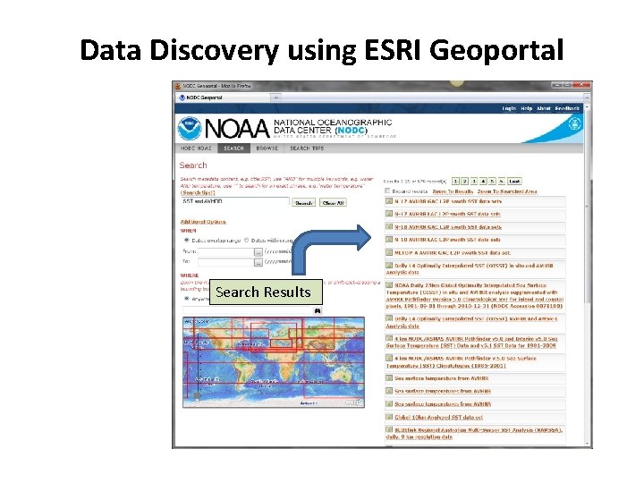 Data Discovery using ESRI Geoportal Search Results 