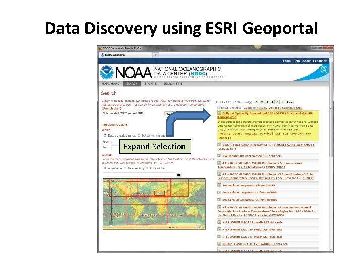 Data Discovery using ESRI Geoportal Expand Selection 