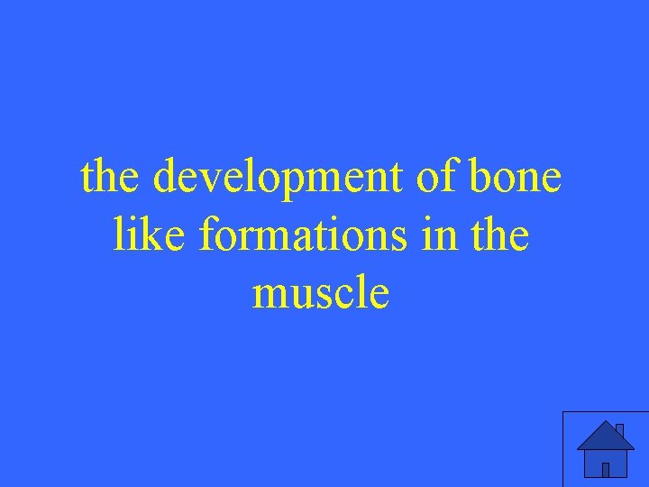 the development of bone like formations in the muscle 