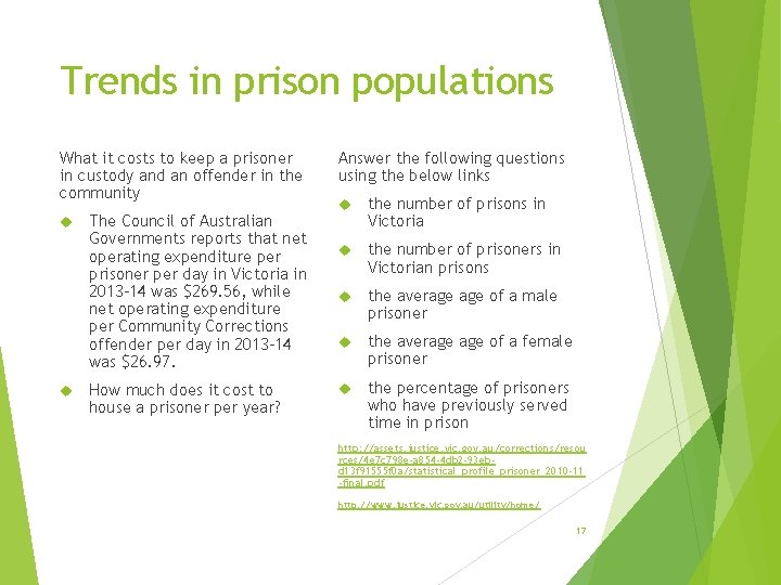 Trends in prison populations What it costs to keep a prisoner in custody and