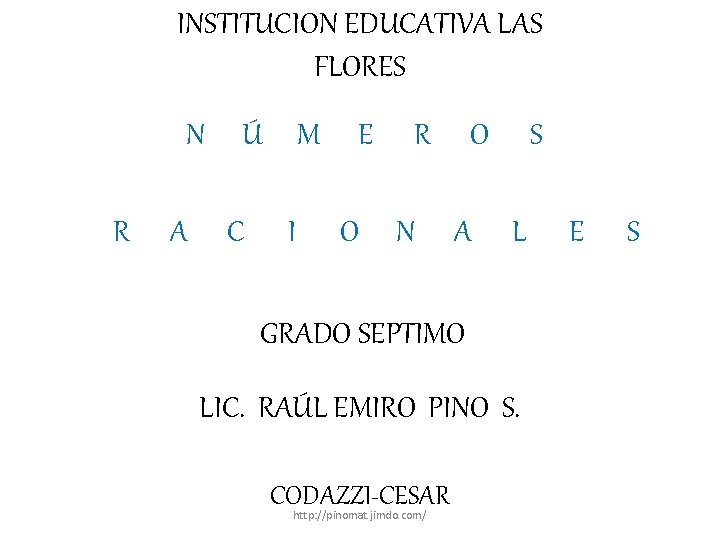 INSTITUCION EDUCATIVA LAS FLORES N R A Ú M C I E O R