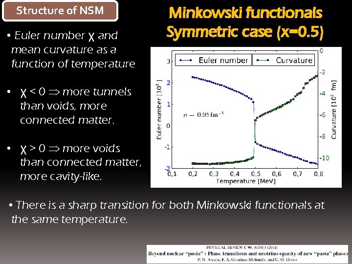 Structure of NSM • Euler number χ and mean curvature as a function of