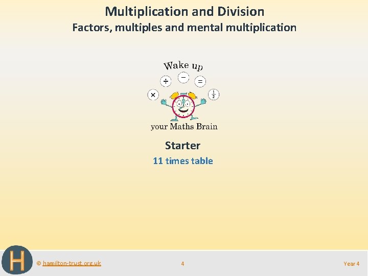 Multiplication and Division Factors, multiples and mental multiplication Starter 11 times table © hamilton-trust.