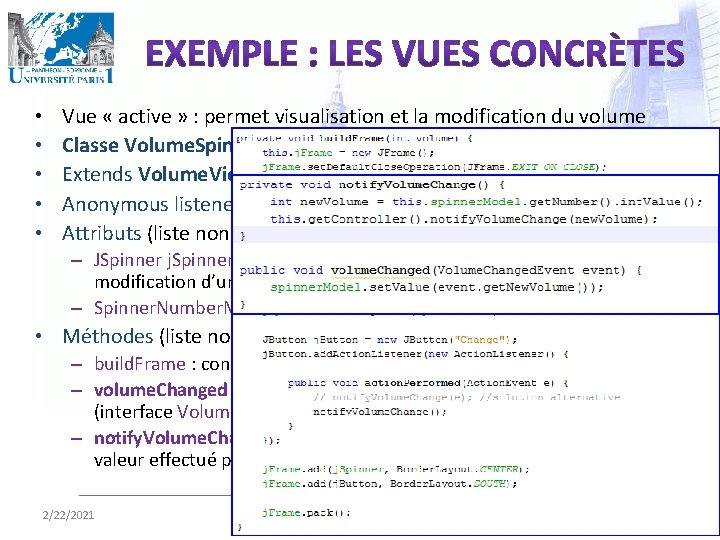  • • • Vue « active » : permet visualisation et la modification