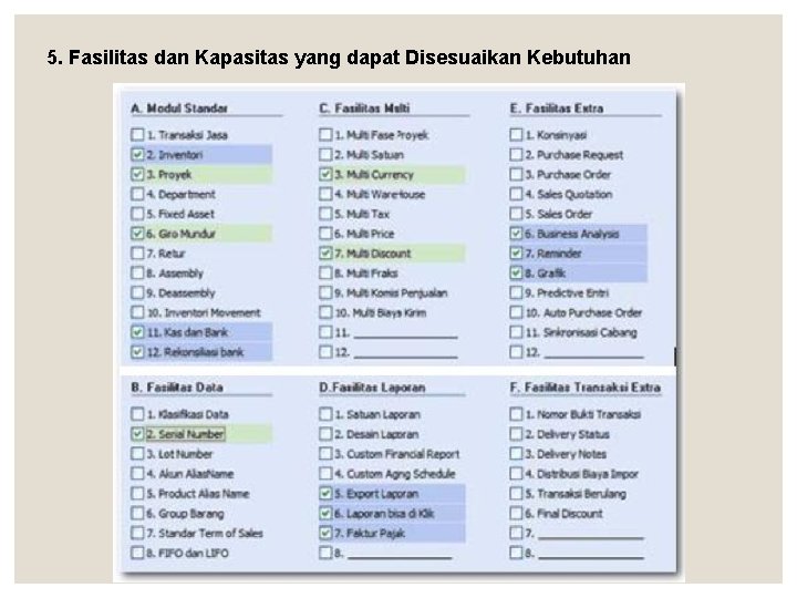 5. Fasilitas dan Kapasitas yang dapat Disesuaikan Kebutuhan 