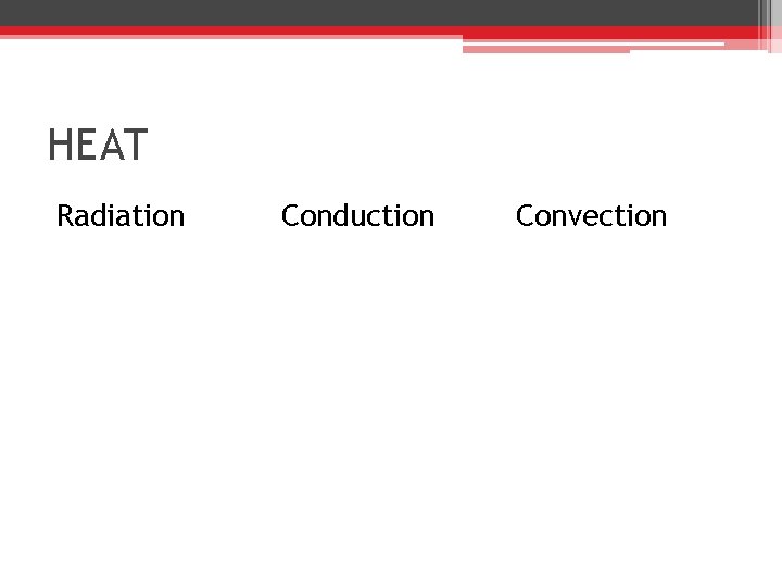 HEAT Radiation Conduction Convection 