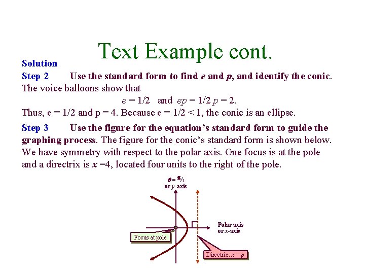 Text Example cont. Solution Step 2 Use the standard form to find e and