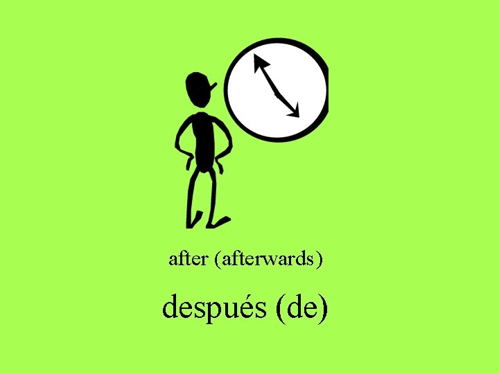 after (afterwards) después (de) after (afterwards) después (de)