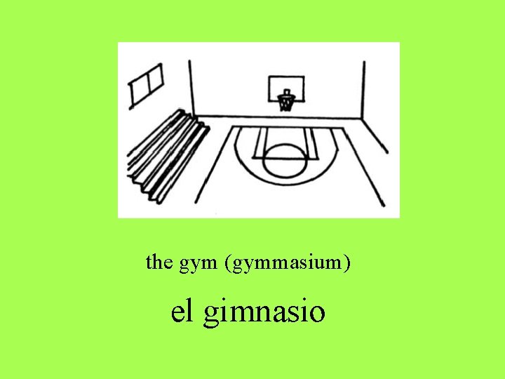 the gym (gymmasium) el gimnasio the gym (gymmasium) el gimnasio