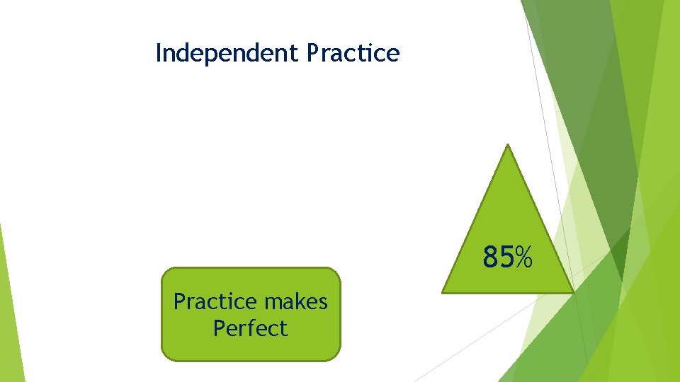 Independent Practice 85% Practice makes Perfect 