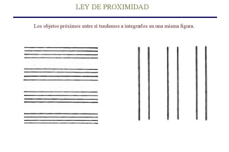 LEY DE PROXIMIDAD Los objetos próximos entre sí tendemos a integrarlos en una misma LEY DE PROXIMIDAD Los objetos próximos entre sí tendemos a integrarlos en una misma