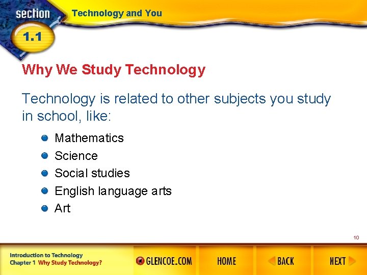 Technology and You 1. 1 Why We Study Technology is related to other subjects