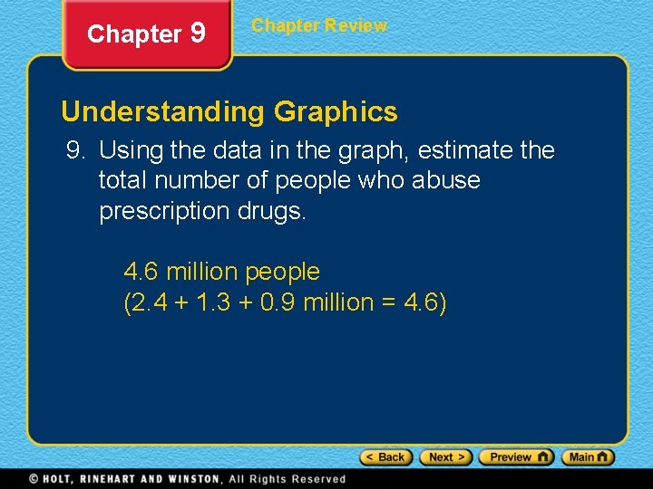 Chapter 9 Chapter Review Understanding Graphics 9. Using the data in the graph, estimate