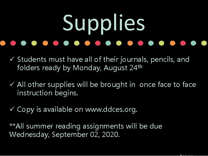 Supplies School Entrance is on 52 nd St ü Students must have all of Supplies School Entrance is on 52 nd St ü Students must have all of