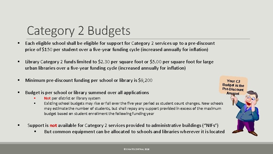Category 2 Budgets § Each eligible school shall be eligible for support for Category