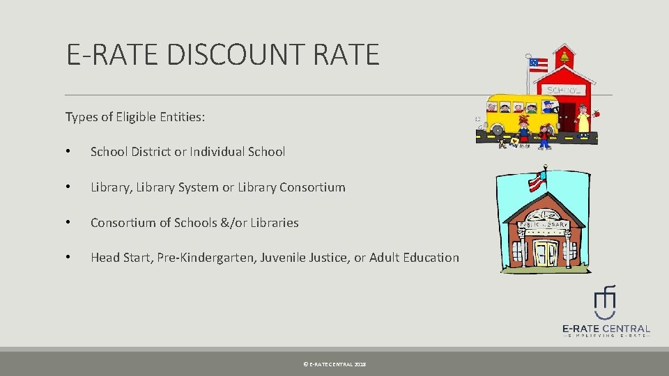 E-RATE DISCOUNT RATE Types of Eligible Entities: • School District or Individual School •