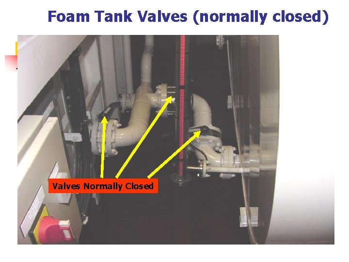 Foam Tank Valves (normally closed) Valves Normally Closed 