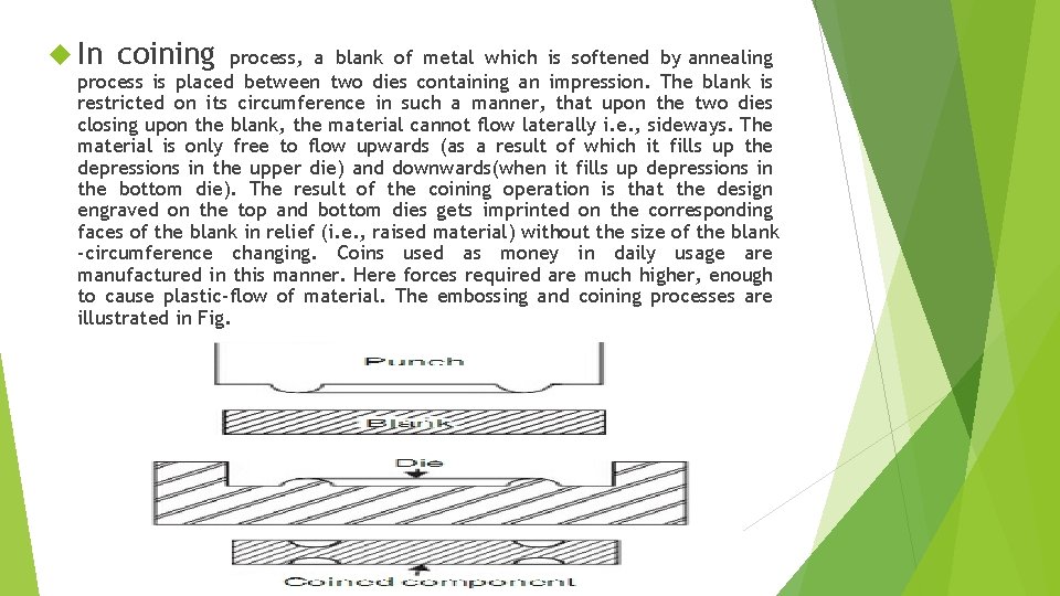  In coining process, a blank of metal which is softened by annealing process