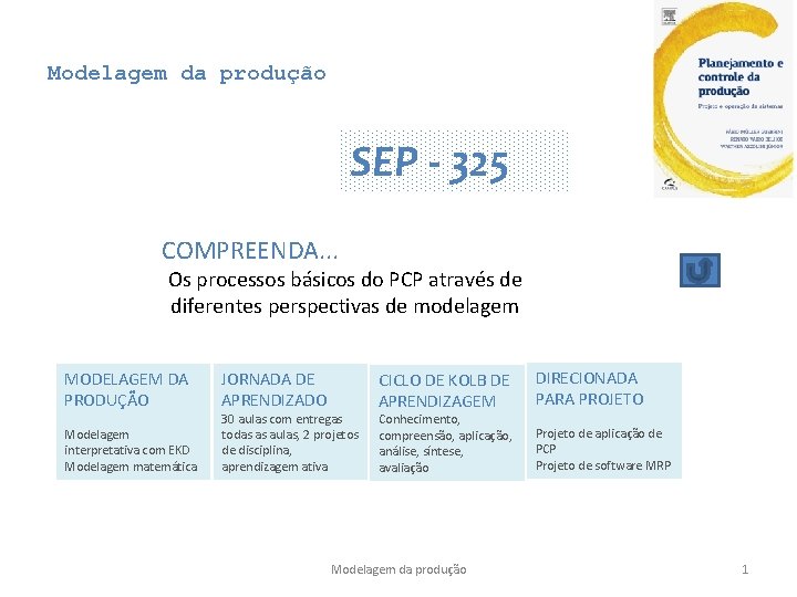 Modelagem da produção SEP - 325 COMPREENDA. . . Os processos básicos do PCP Modelagem da produção SEP - 325 COMPREENDA. . . Os processos básicos do PCP