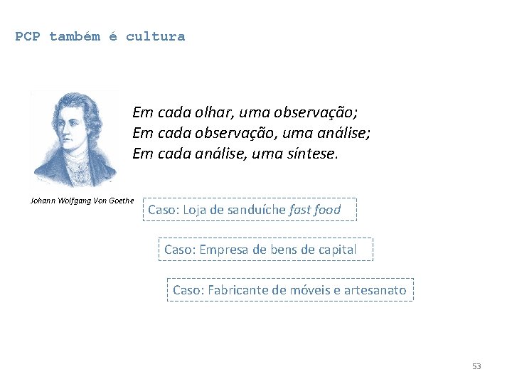 PCP também é cultura Em cada olhar, uma observação; Em cada observação, uma análise; PCP também é cultura Em cada olhar, uma observação; Em cada observação, uma análise;