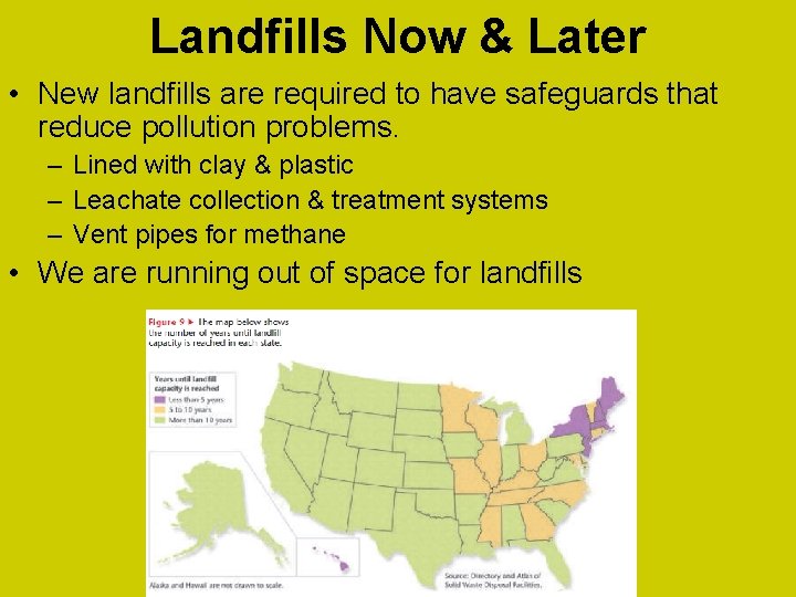 Landfills Now & Later • New landfills are required to have safeguards that reduce